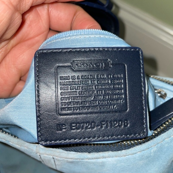 VTG COACH Ergo Blue Suede Hobo Buckle Front 90s Y2K Purse Jackie Style - Picture 8 of 10